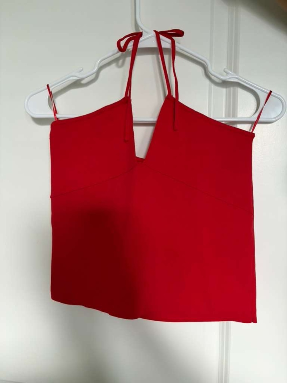 Mango Red V-Neck Tie-Strap Women's Top